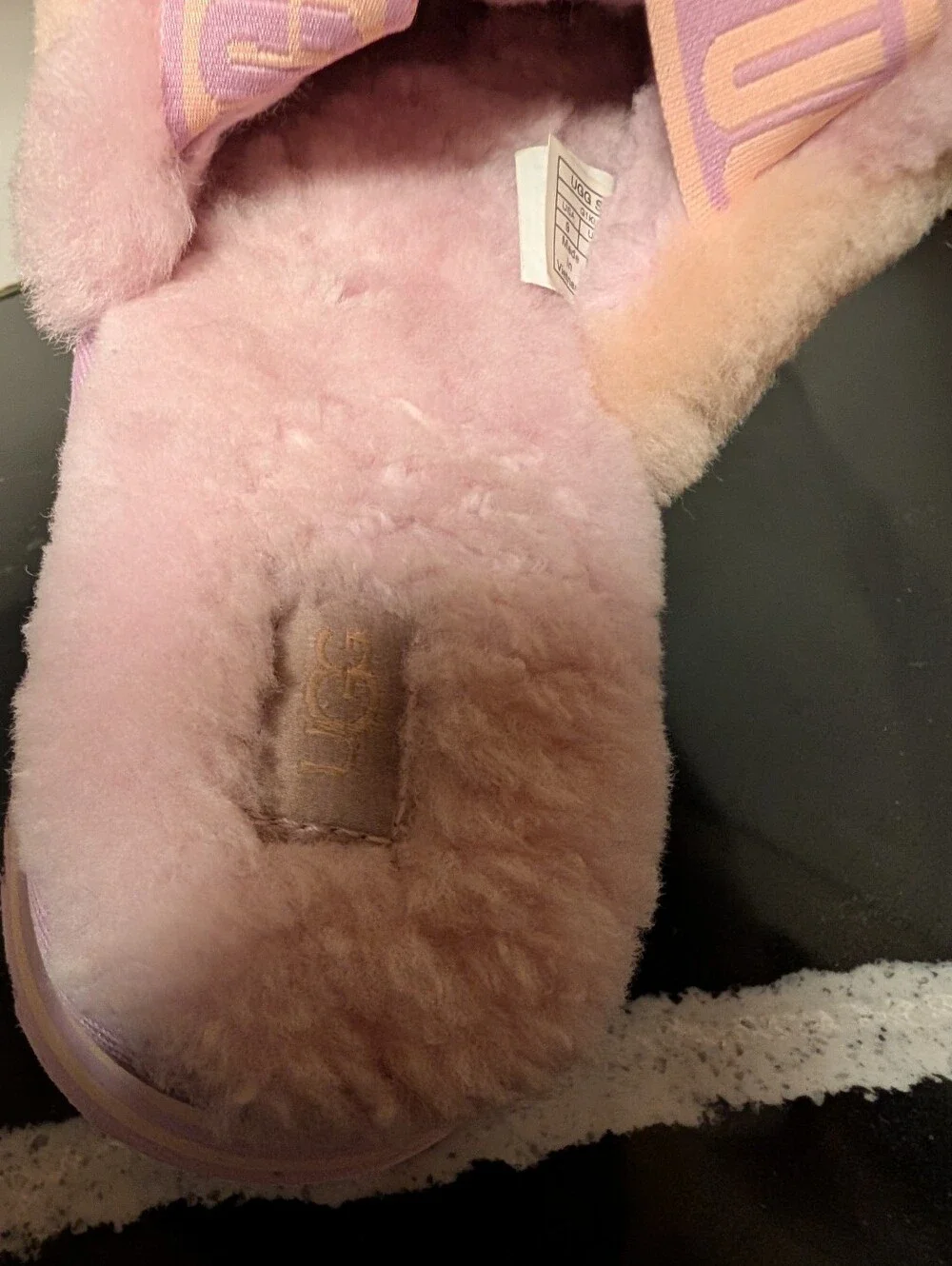 UGG Disco Stripe Slides Lavender/Cream Combo Size 9 Used Exc - Picture 11 of 12